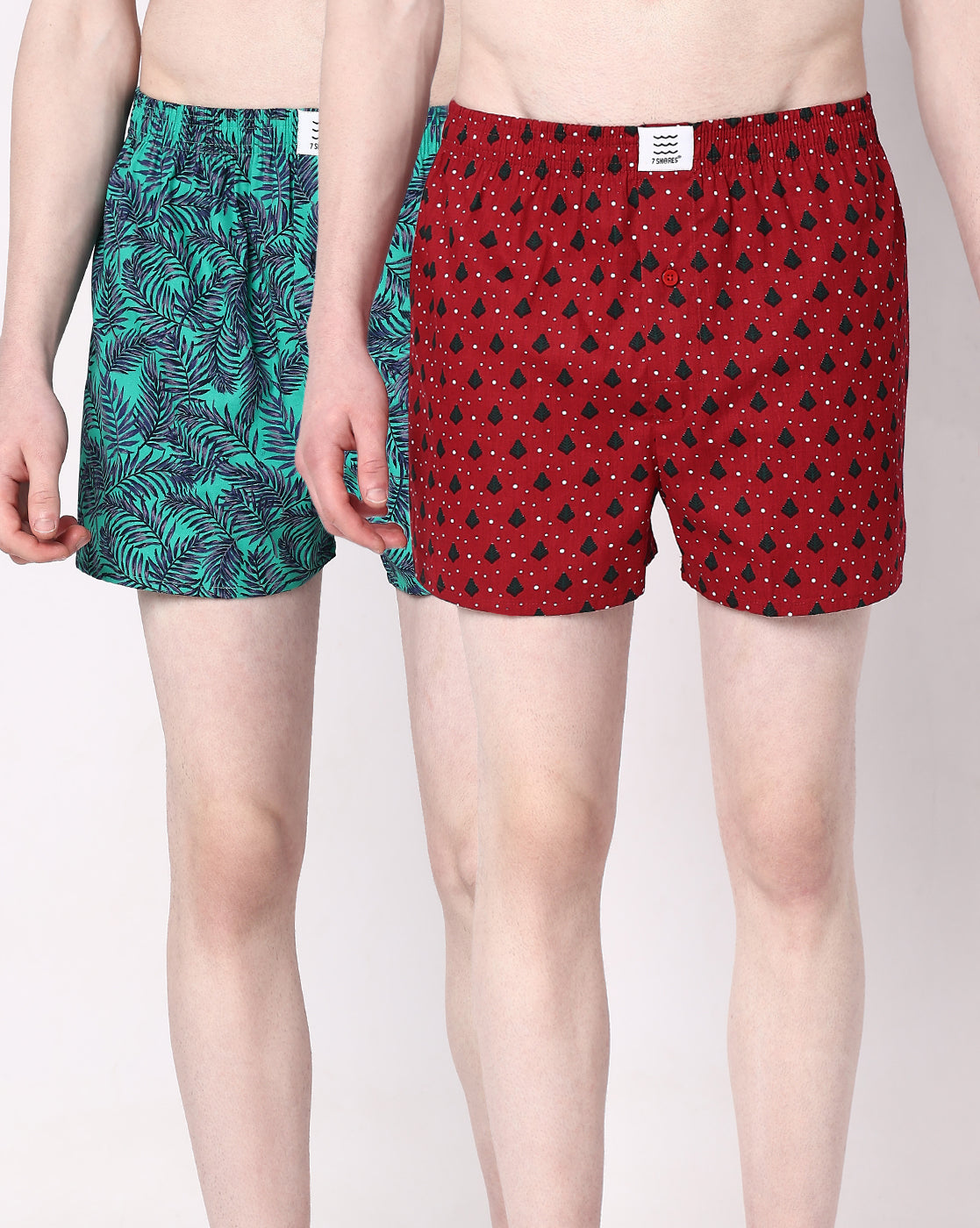 Set of 2 Green and Red Printed Boxers