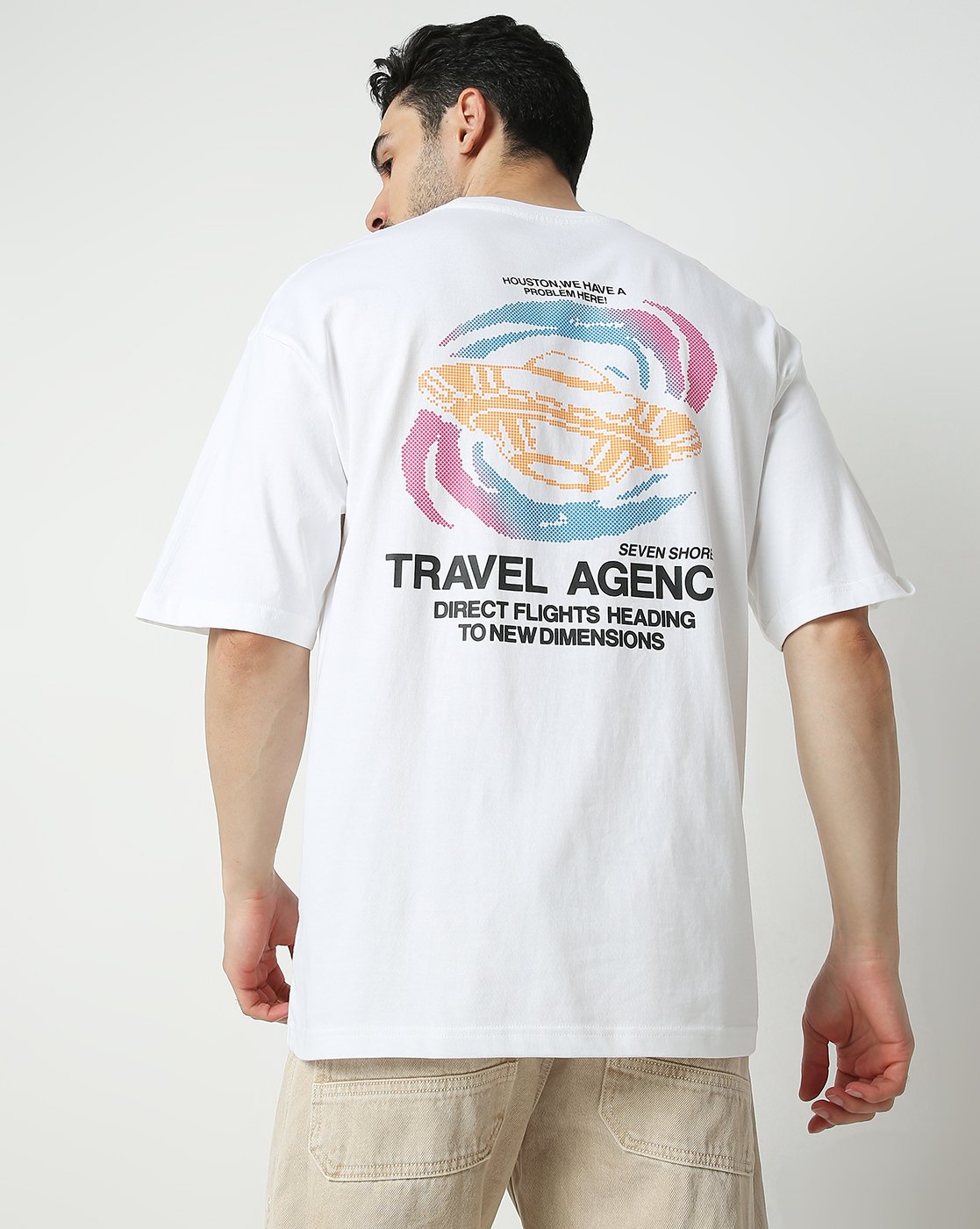 7Shores White Travel Junkie Oversized Tshirt