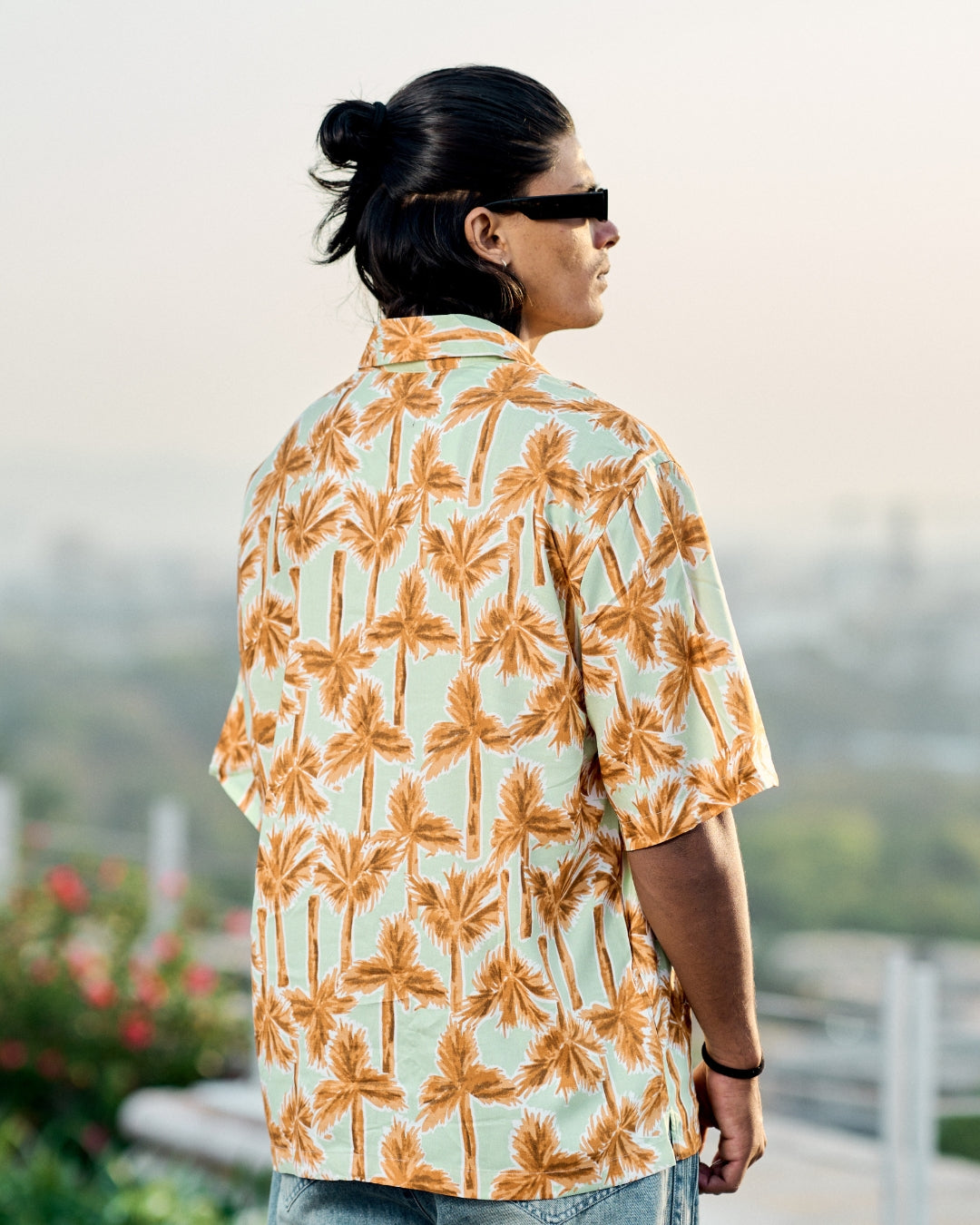 Multicolored Tropical Vibes Drop-shoulder Half Sleeve Rayon Shirt