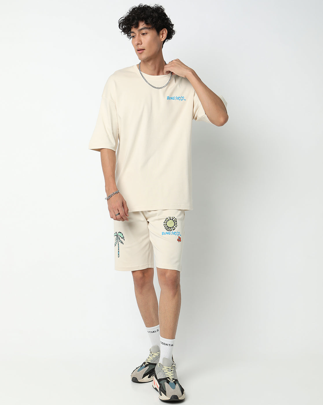 Off White Being Social Graphic Printed Oversized Co-ords
