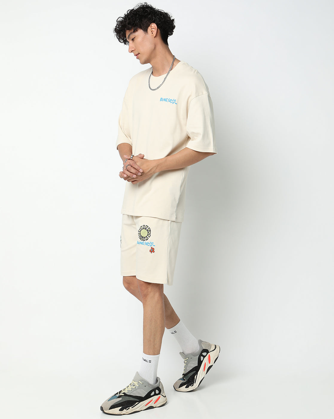 Off White Being Social Graphic Printed Oversized Co-ords