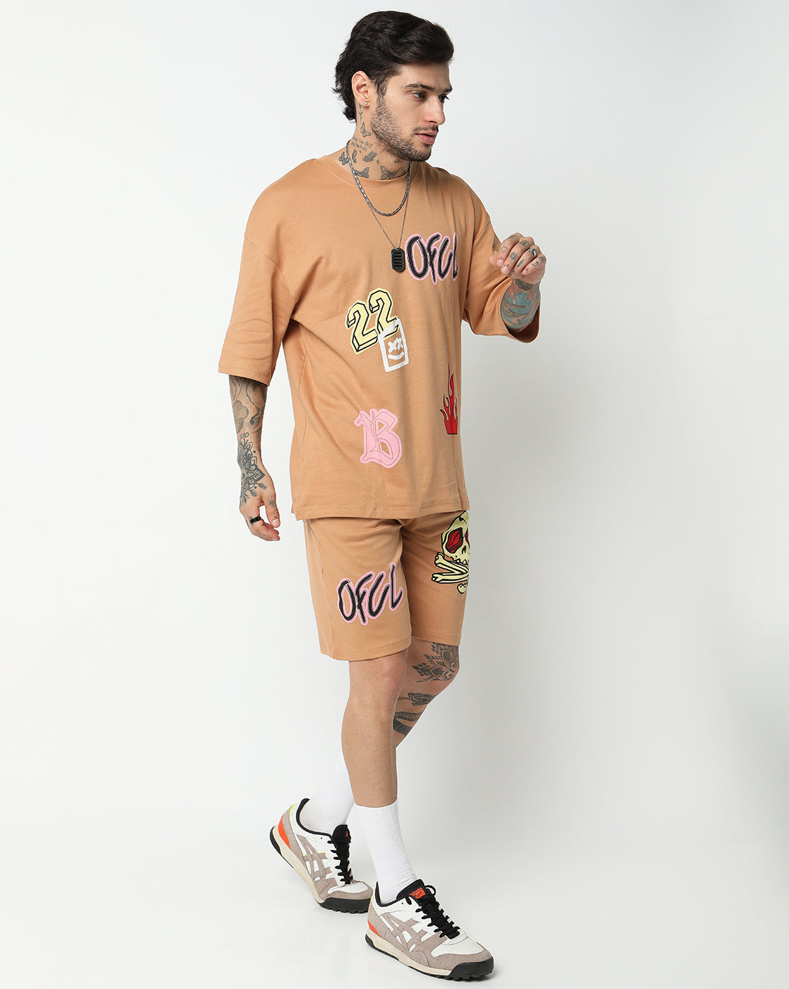 Brown OFCL Graphic Printed Oversized Co-ords