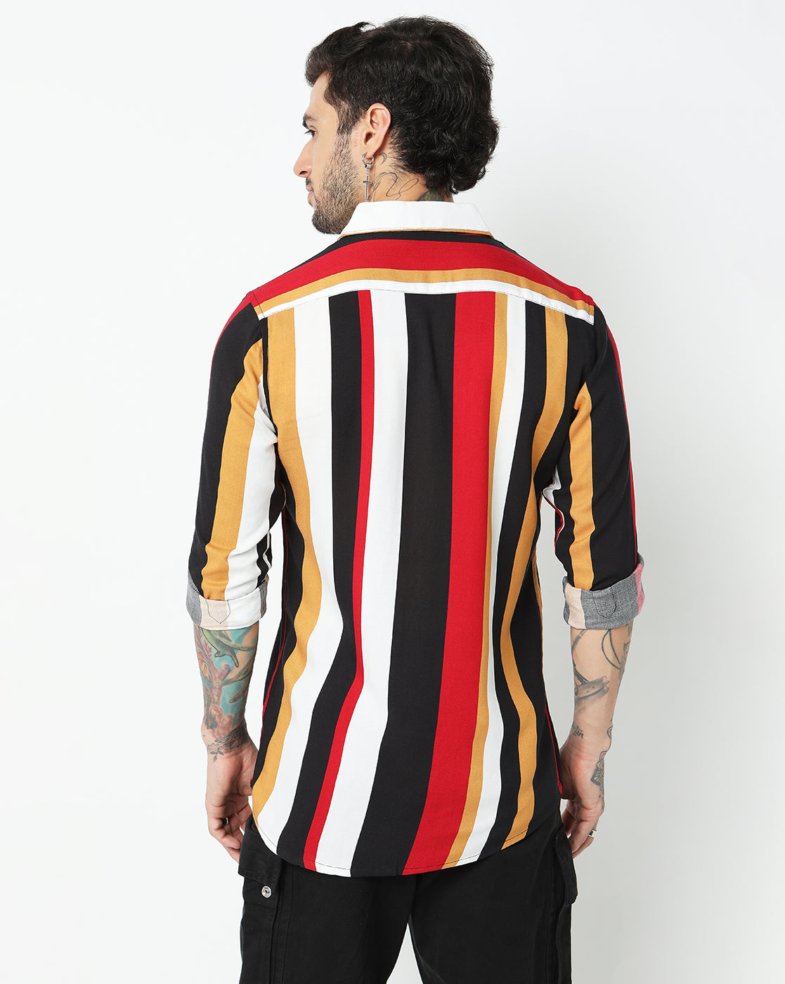 Multicolored Striped Rayon Full Sleeve Shirt