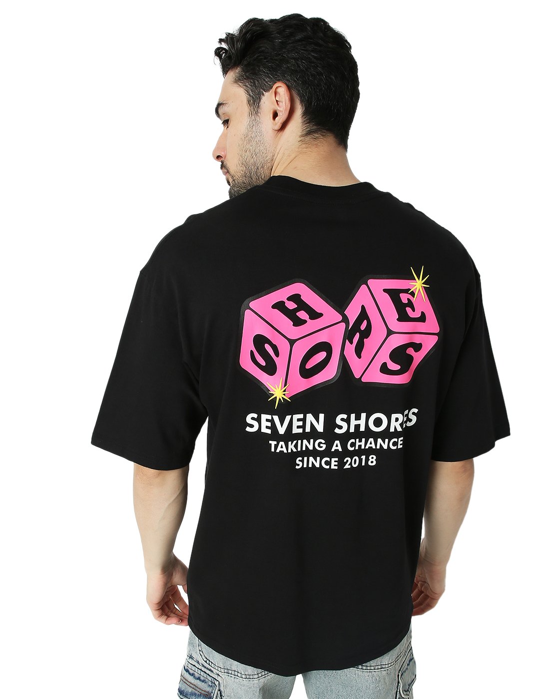 7Shores Black Leap of Faith Oversized Tshirt