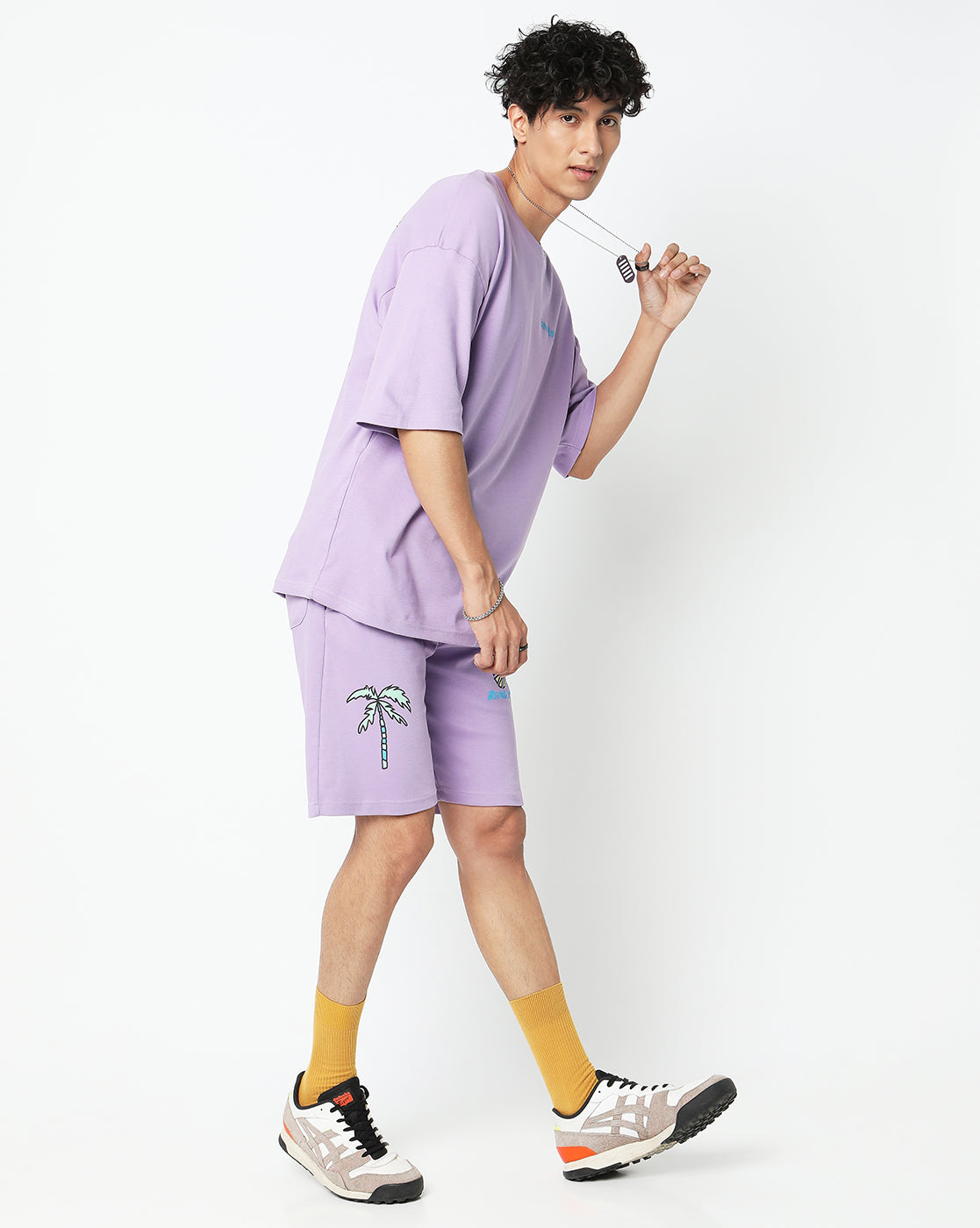 Lavender Being Social Graphic Printed Oversized Co-ords