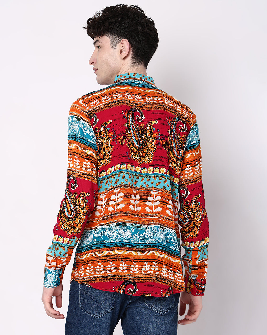 Multicolored Abstract Print Rayon Full Sleeve Shirt