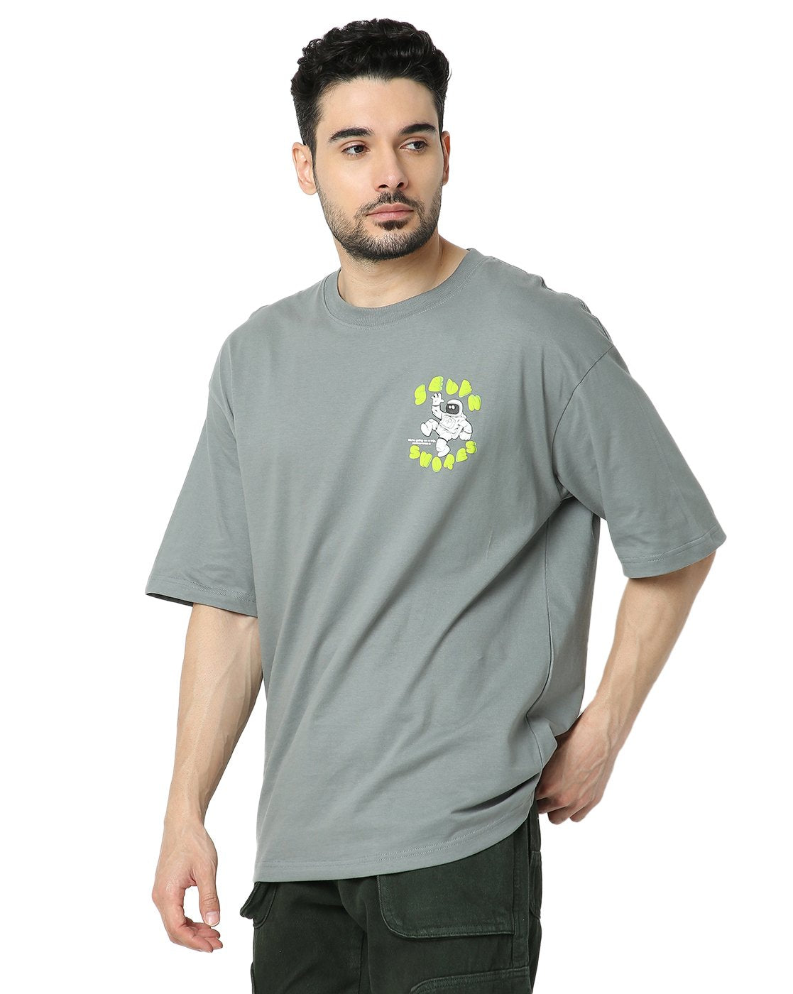 7Shores Grey Tripping Oversized Tshirt