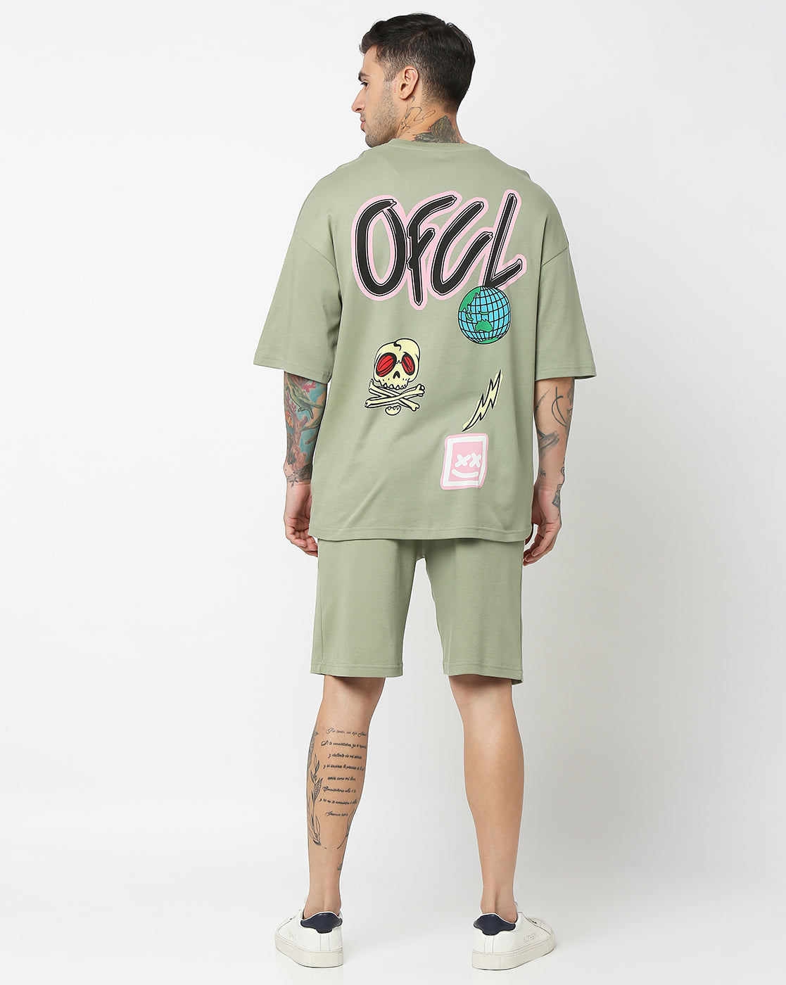 Mint Green OFCL Graphic Printed Oversized Co-ords