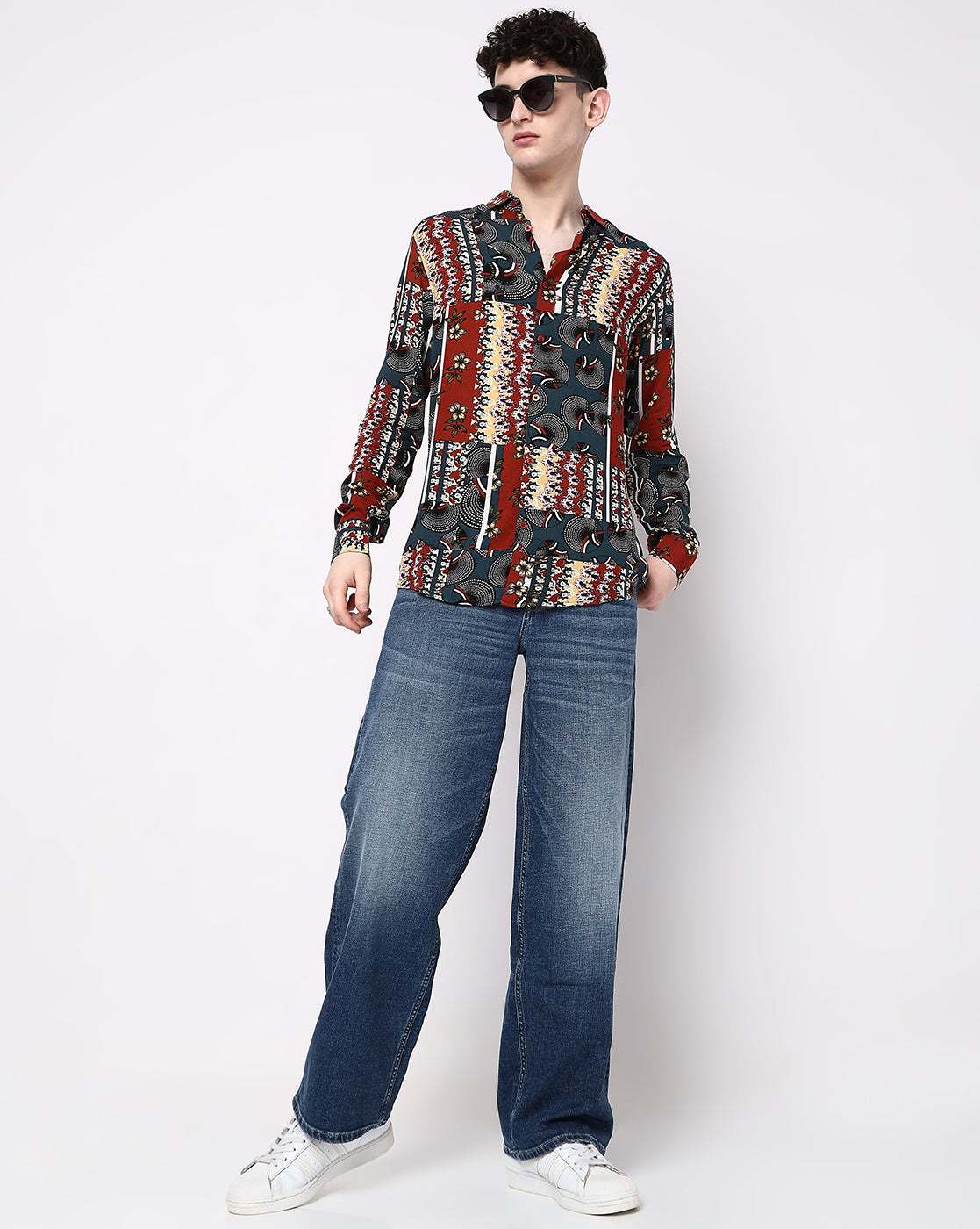 Multicolored Full Abstract Print Rayon Full Sleeve Shirt