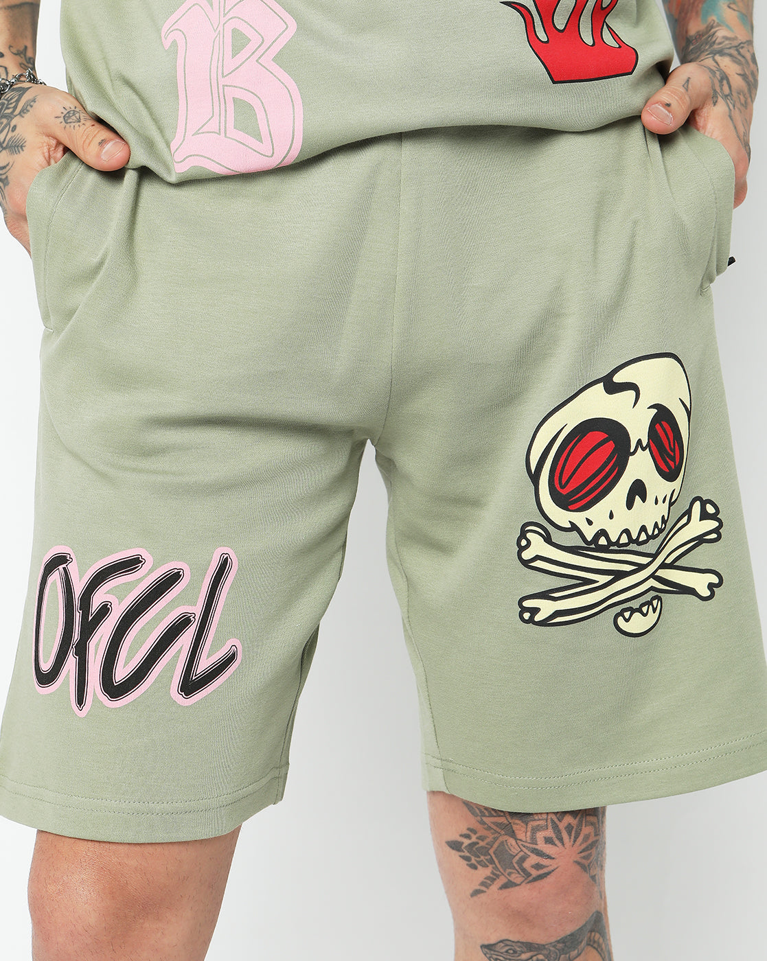 Mint Green OFCL Graphic Printed Oversized Co-ords
