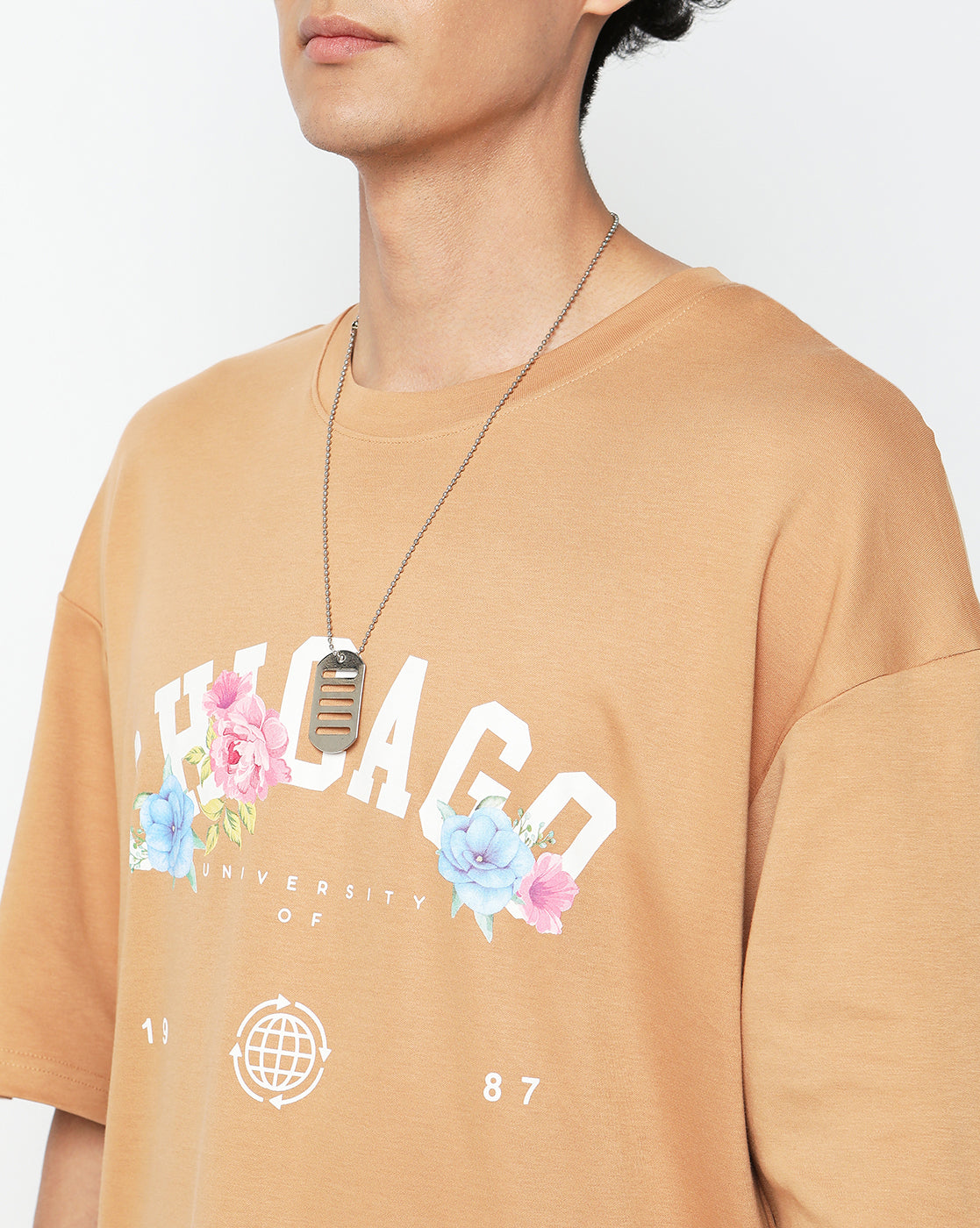 Brown Chicago Graphic Printed Oversized Co-ords