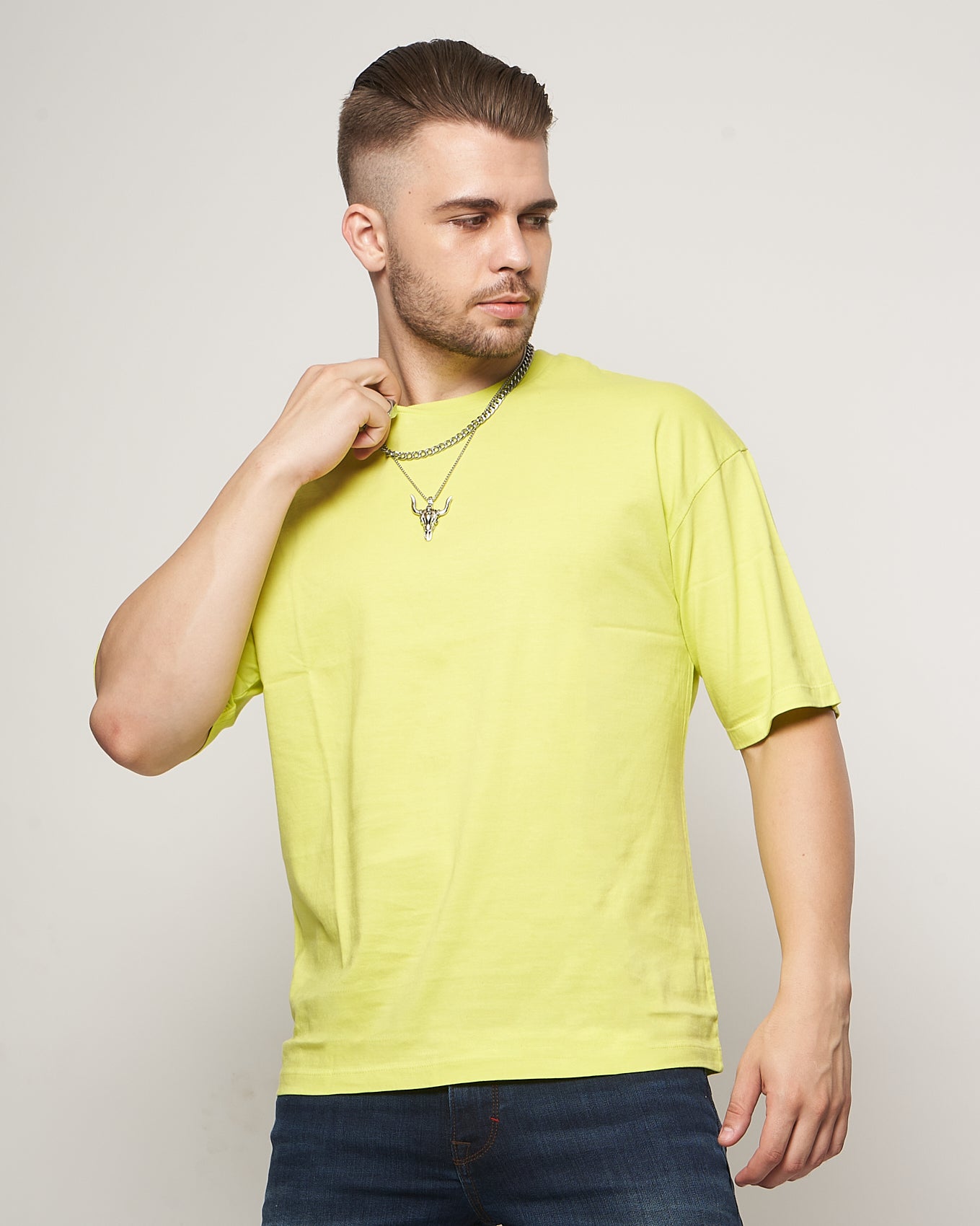 Lemon Yellow Overdyed Drop Shoulder T-shirt