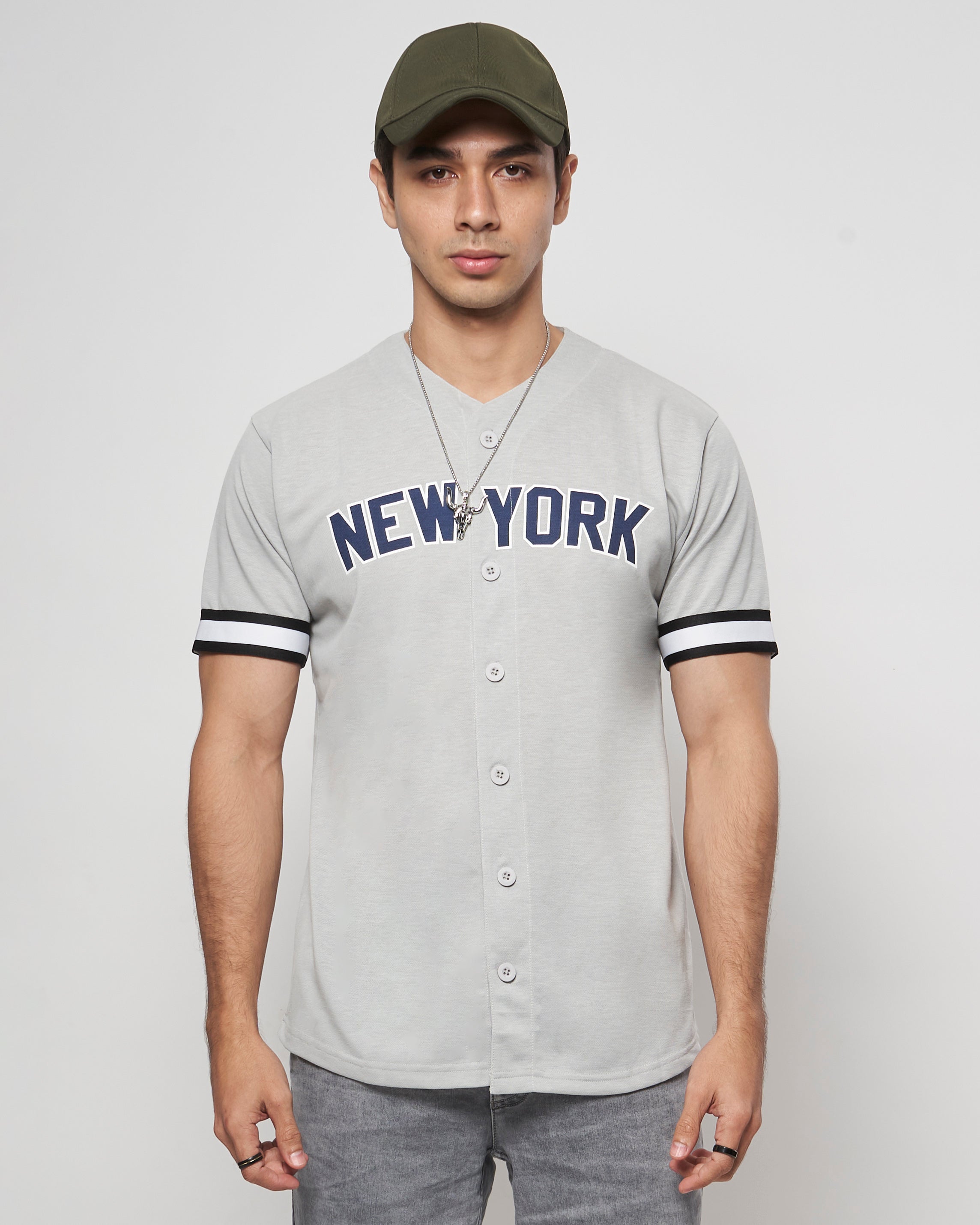 Headgear - New York Black Yankees Gray Button Down Jersey