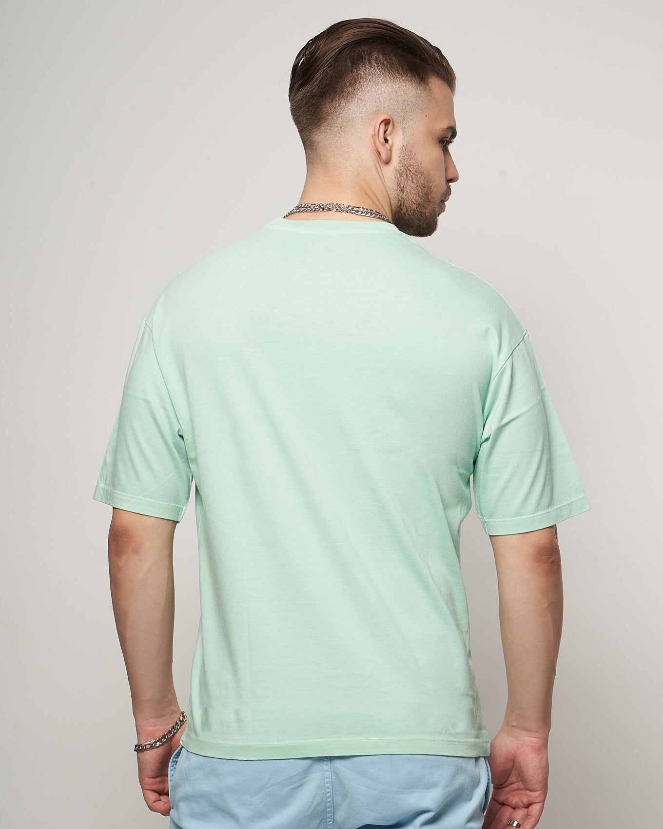 Mint Green Overdyed Drop Shoulder T-shirt