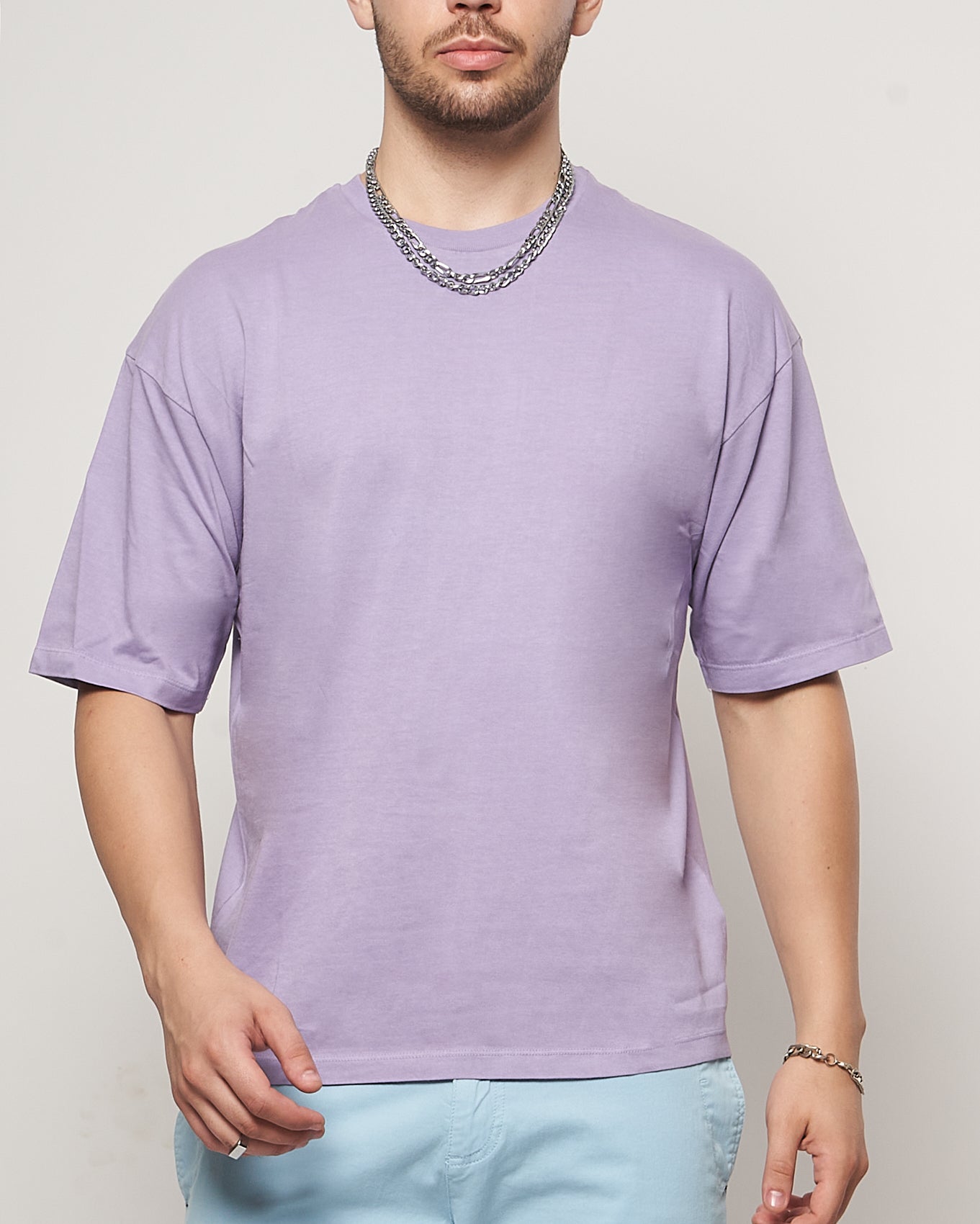 Lavender Overdyed Drop Shoulder T-shirt