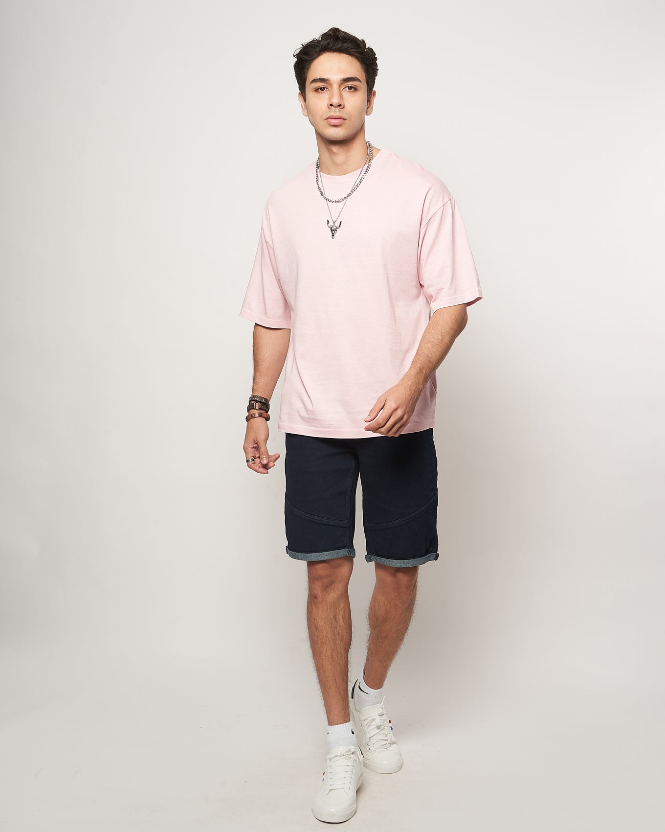 Baby Pink Overdyed Drop Shoulder T-shirt
