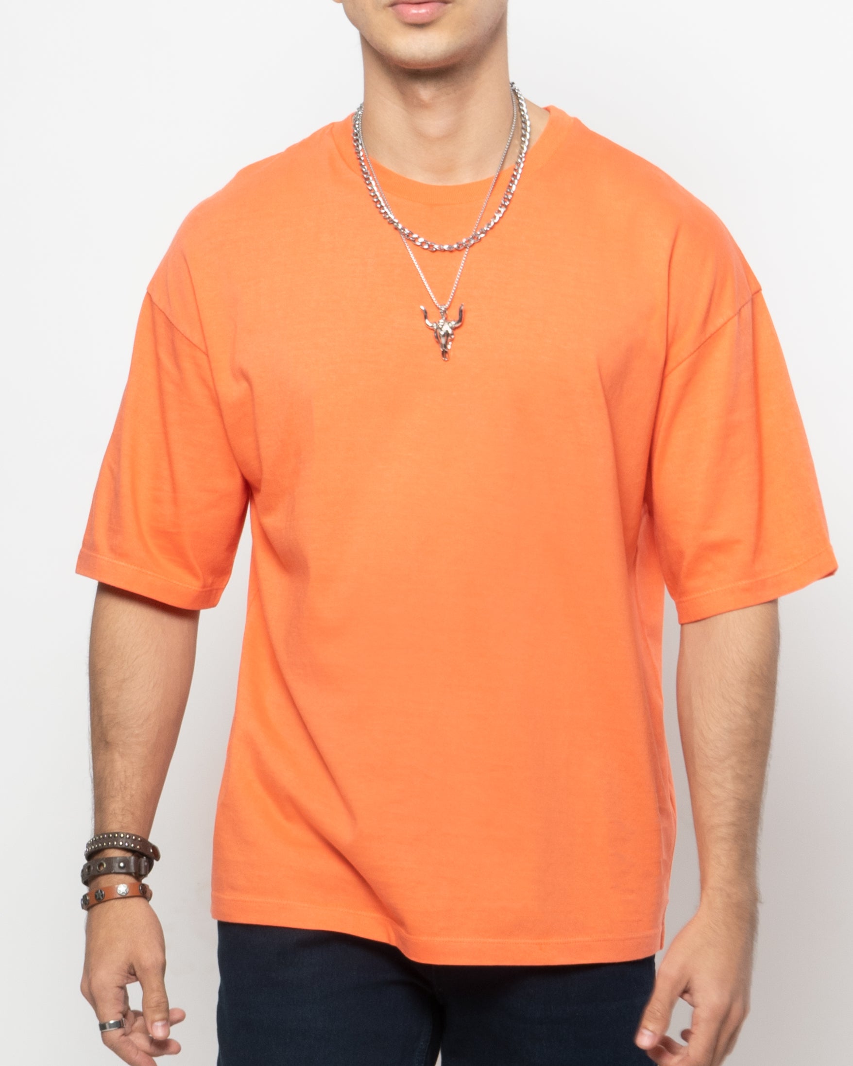 Orange Overdyed Drop Shoulder T-shirt